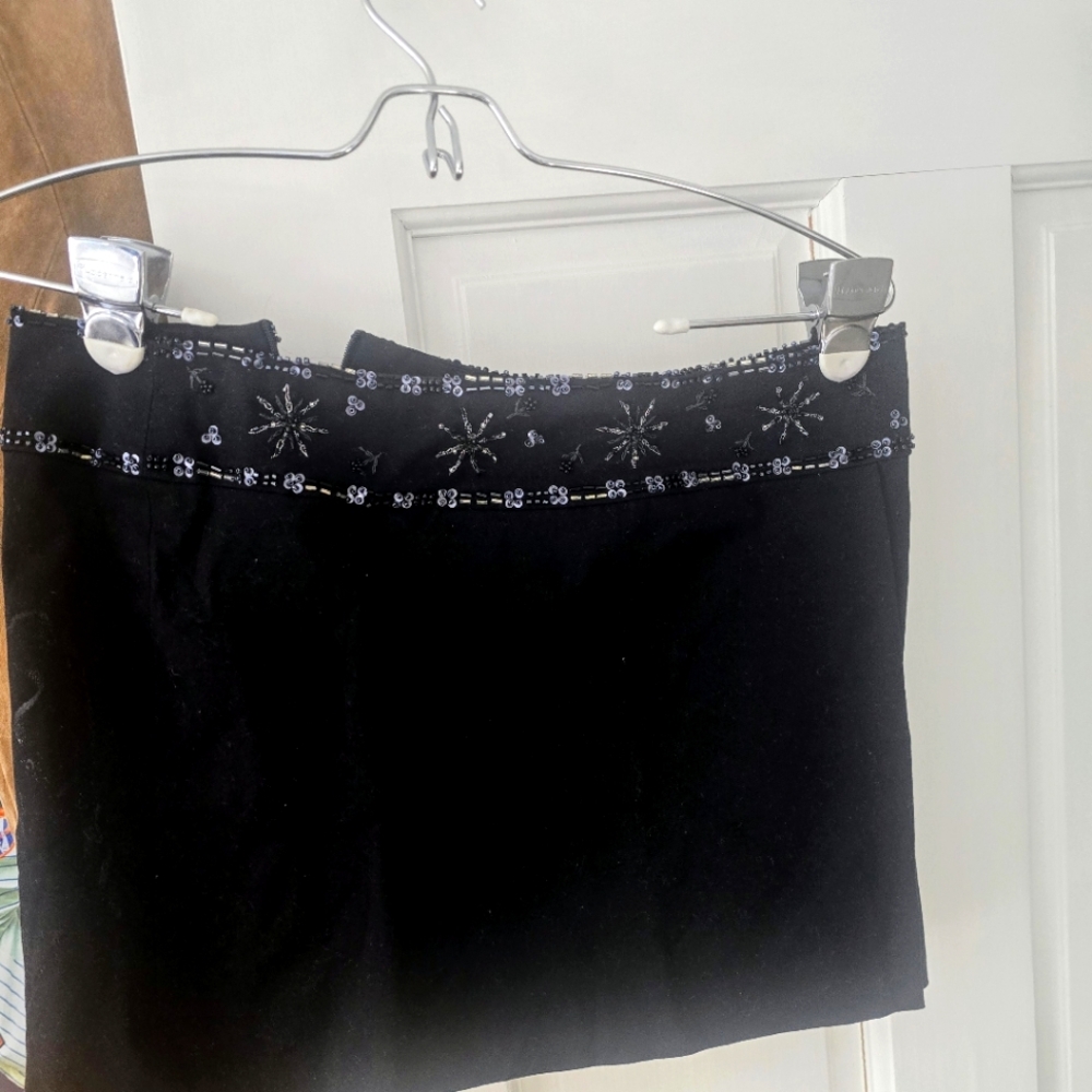 Black Beaded Mini Skirt